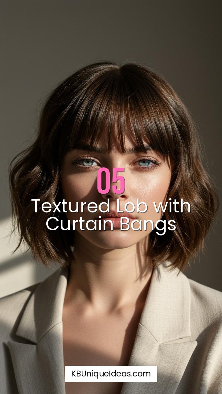 Textured Lob with Curtain Bangs