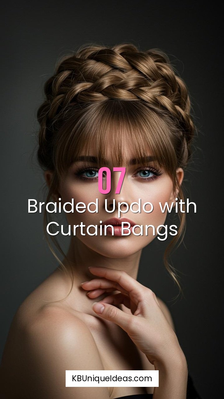 Braided Updo with Curtain Bangs