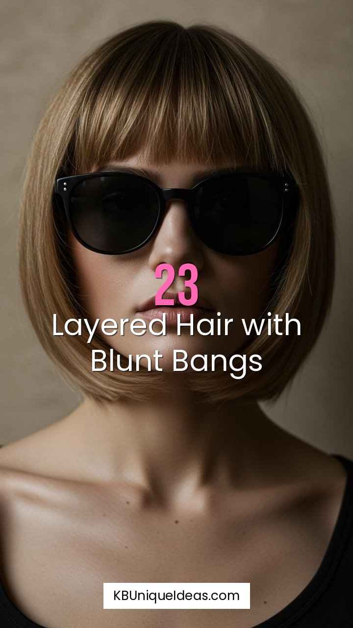 Layered Hair with Blunt Bangs