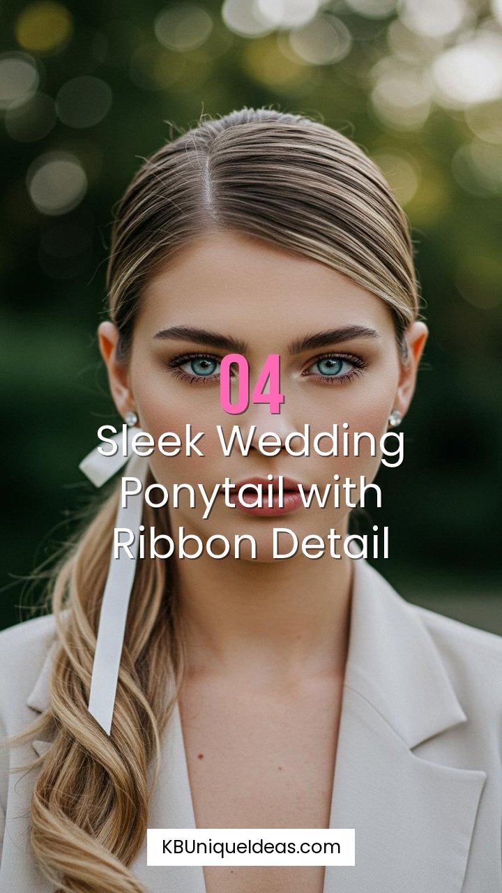 Sleek Wedding Ponytail with Ribbon Detail