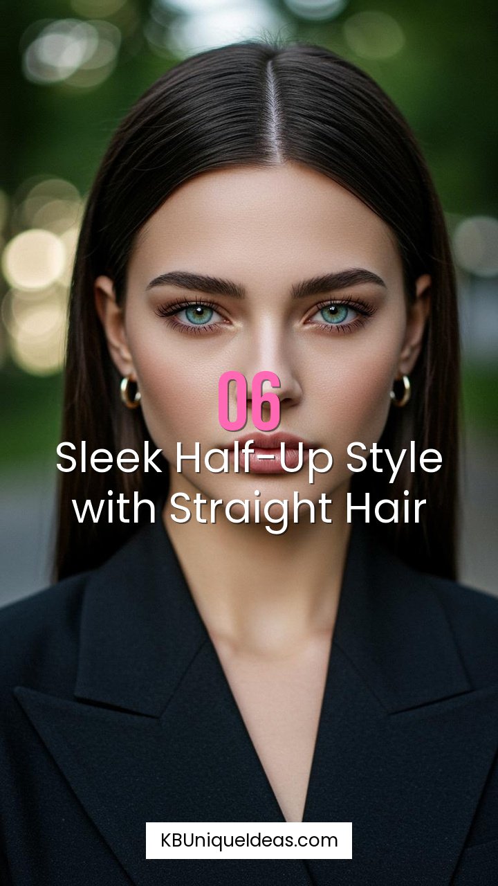 Sleek Half-Up Style with Straight Hair