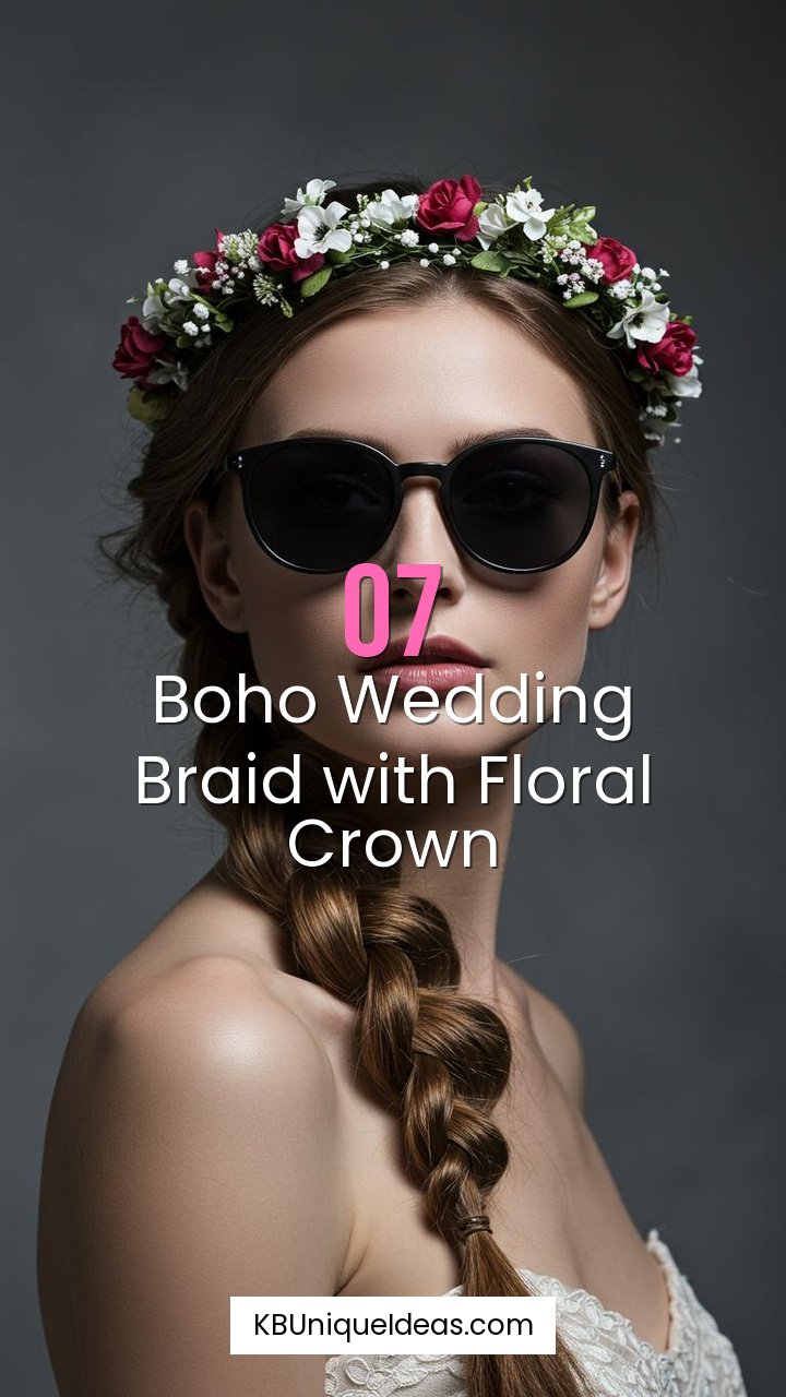 Boho Wedding Braid with Floral Crown