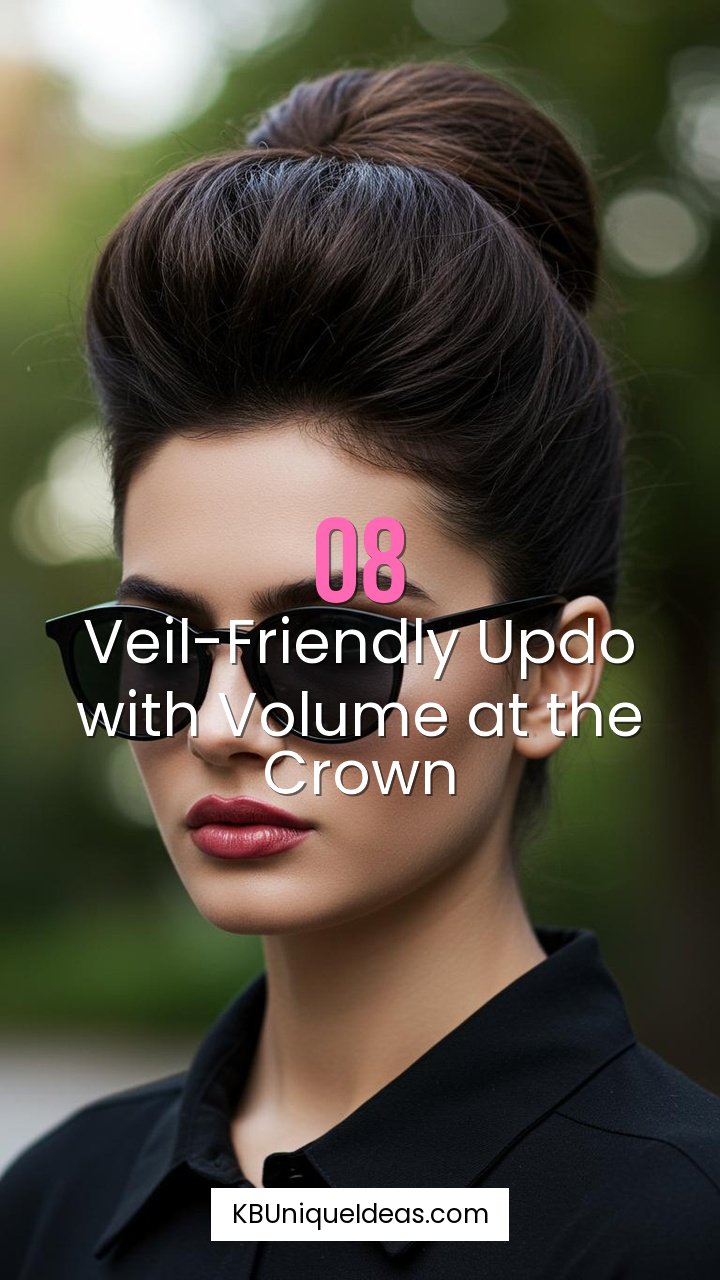 Veil-Friendly Updo with Volume at the Crown