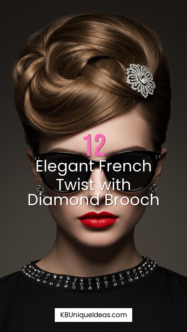 Elegant French Twist with Diamond Brooch