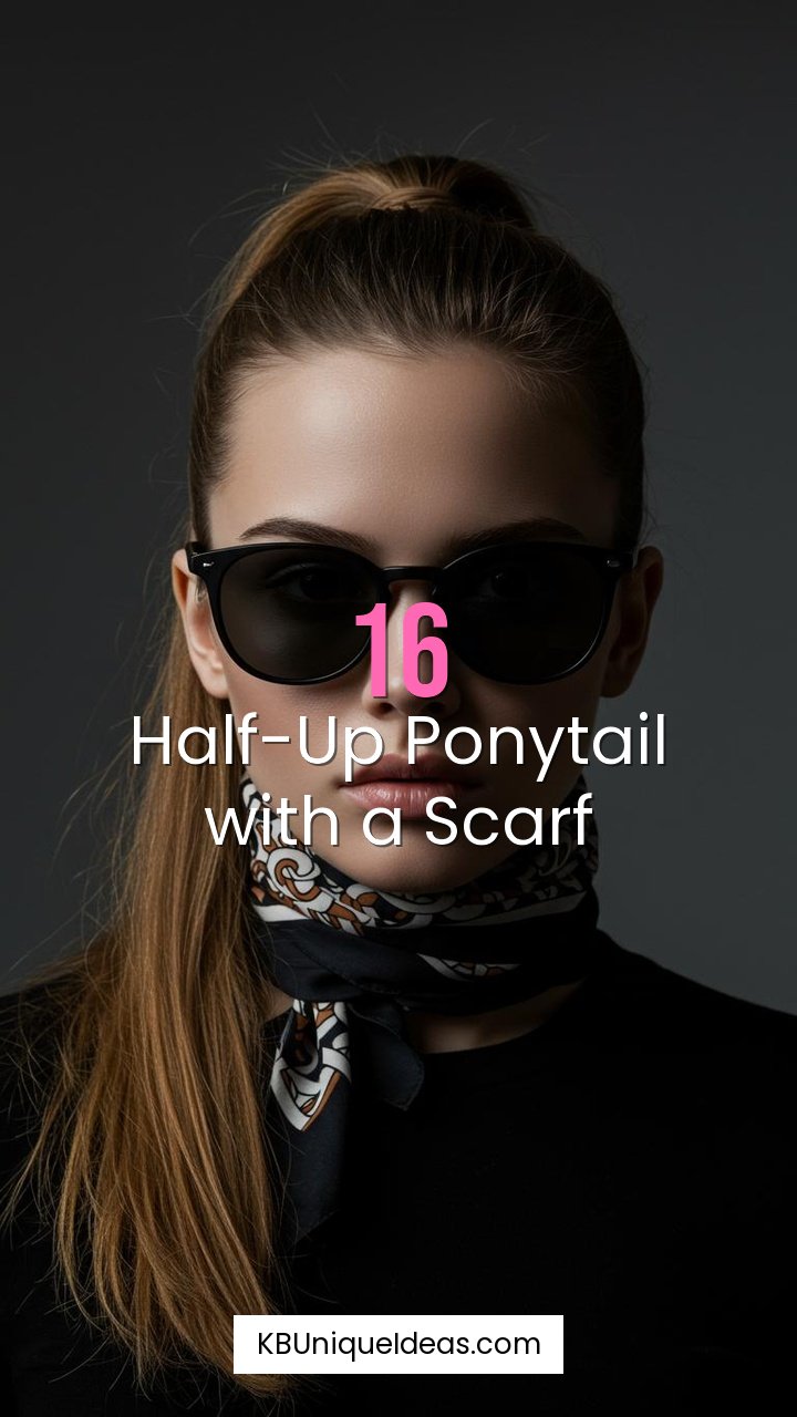 Half-Up Ponytail with a Scarf