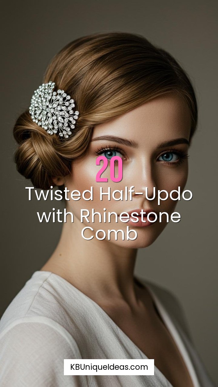Twisted Half-Updo with Rhinestone Comb