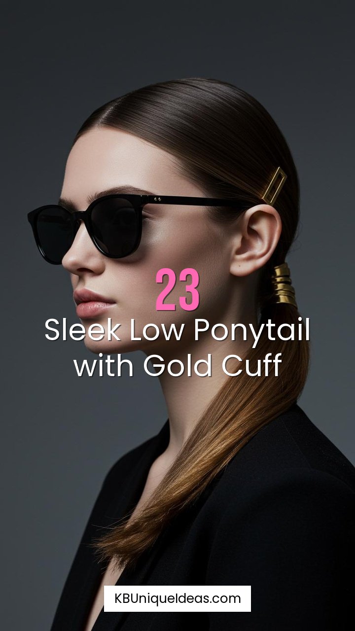Sleek Low Ponytail with Gold Cuff