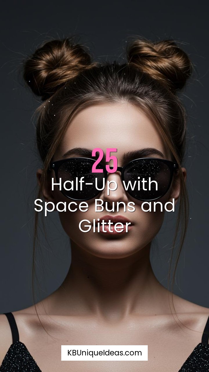 Half-Up with Space Buns and Glitter
