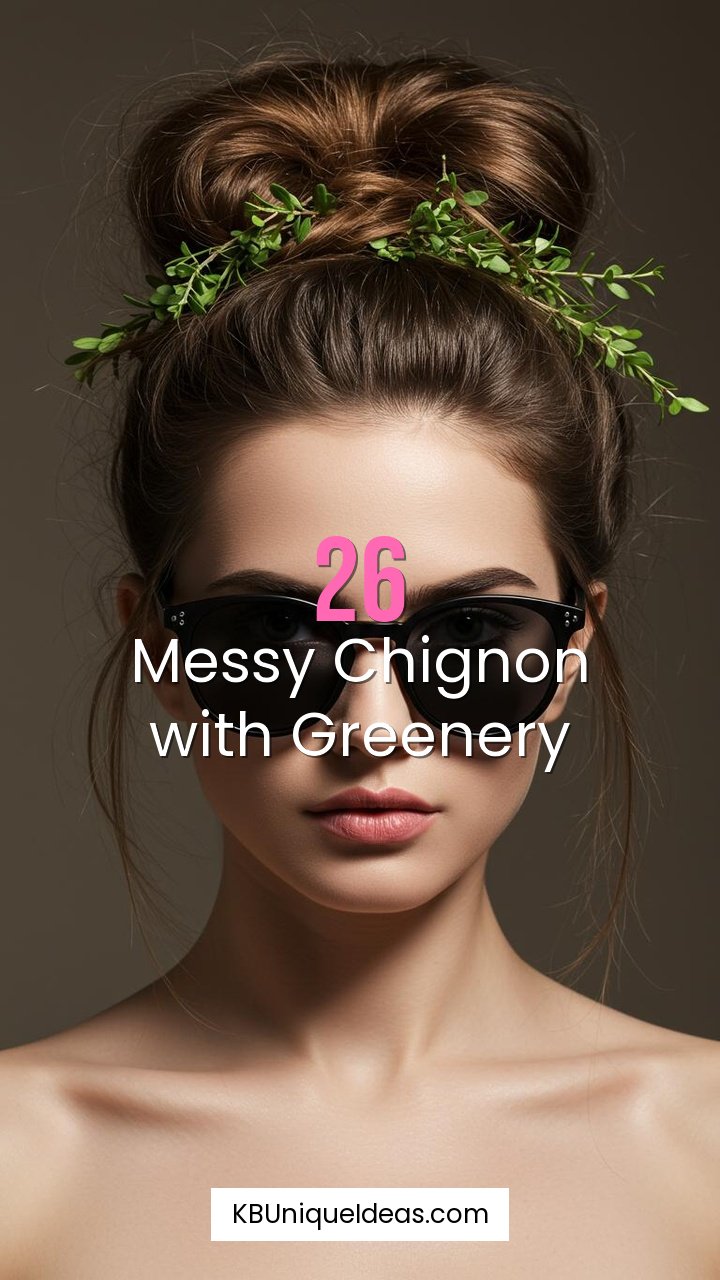Messy Chignon with Greenery