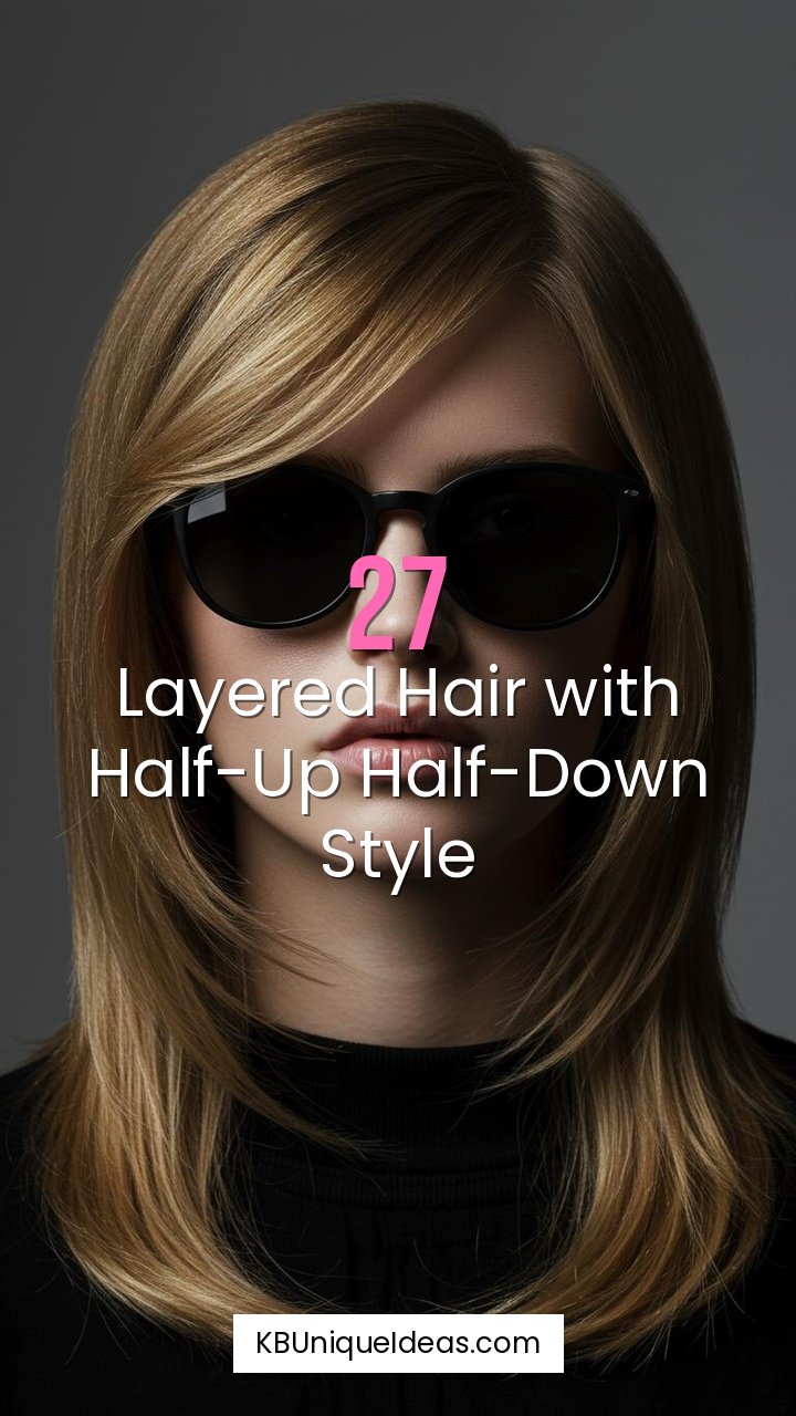 Layered Hair with Half-Up Half-Down Style