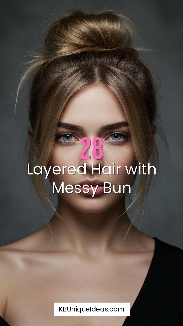 Layered Hair with Messy Bun