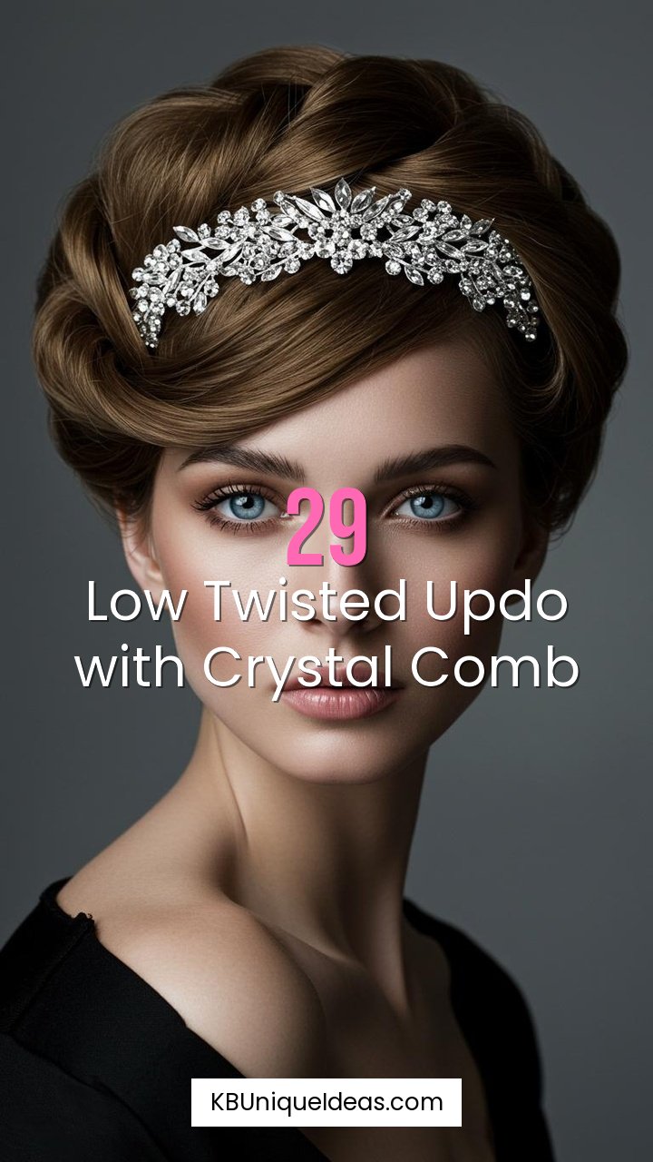 Low Twisted Updo with Crystal Comb