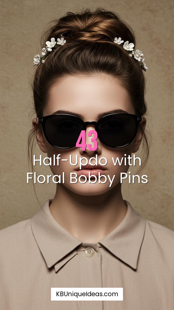 Half-Updo with Floral Bobby Pins