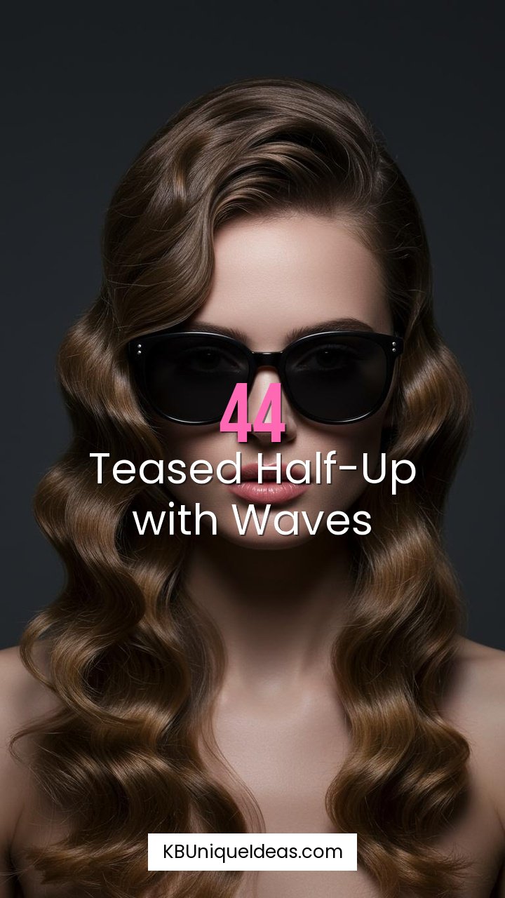 Teased Half-Up with Waves