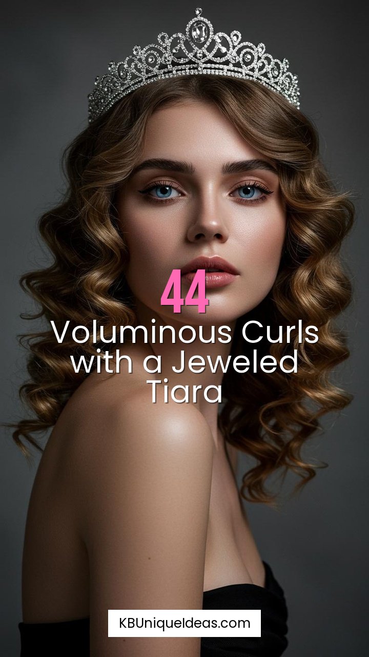 Voluminous Curls with a Jeweled Tiara