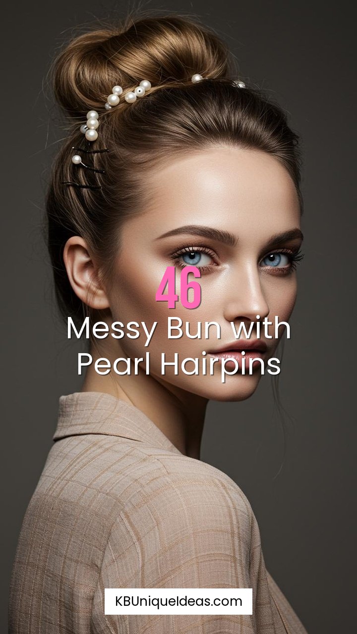 Messy Bun with Pearl Hairpins