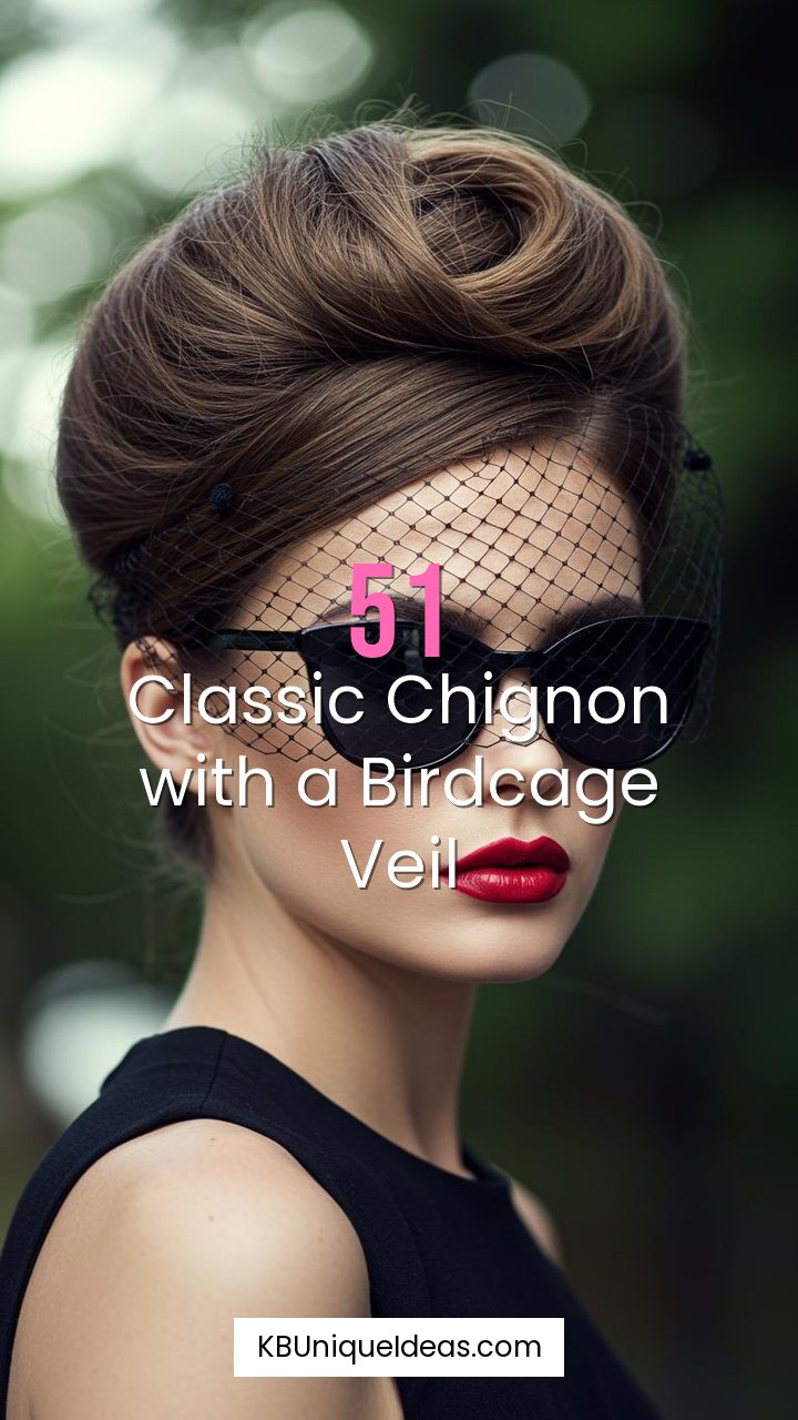 Classic Chignon with a Birdcage Veil