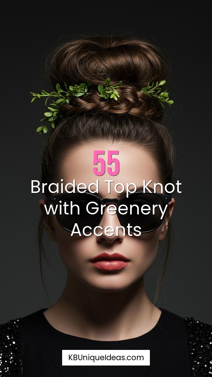 Braided Top Knot with Greenery Accents