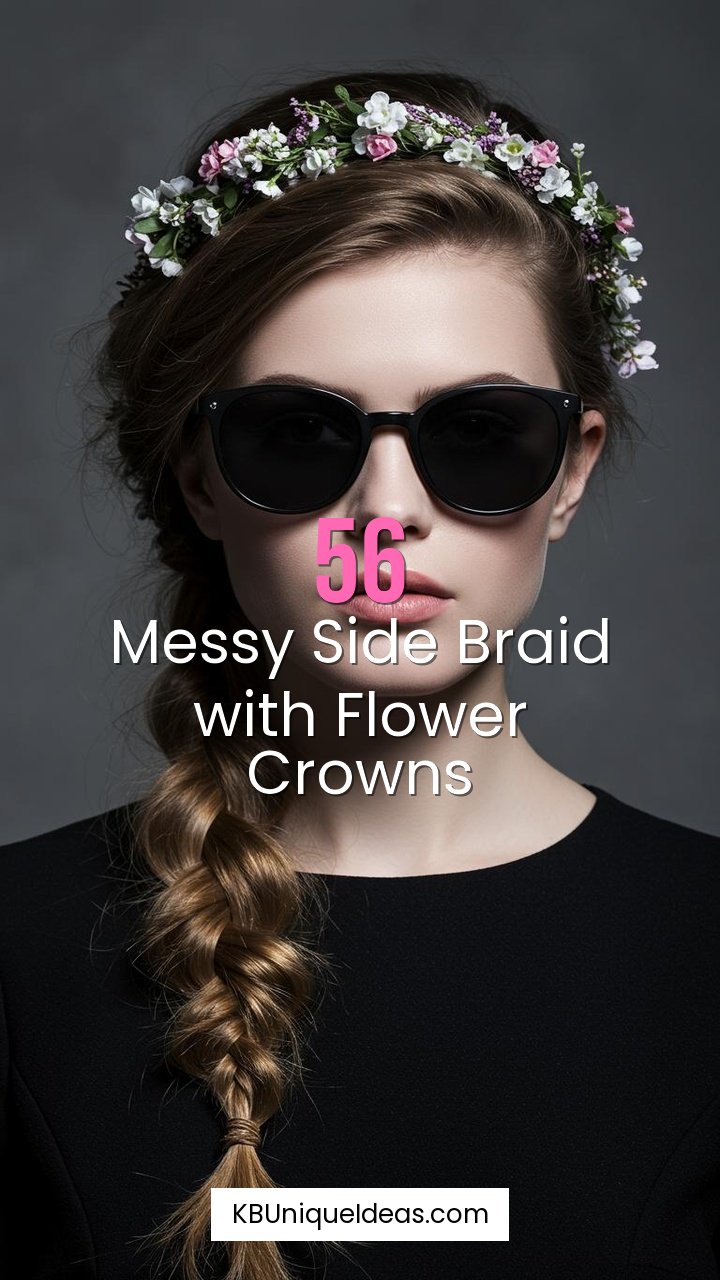Messy Side Braid with Flower Crowns