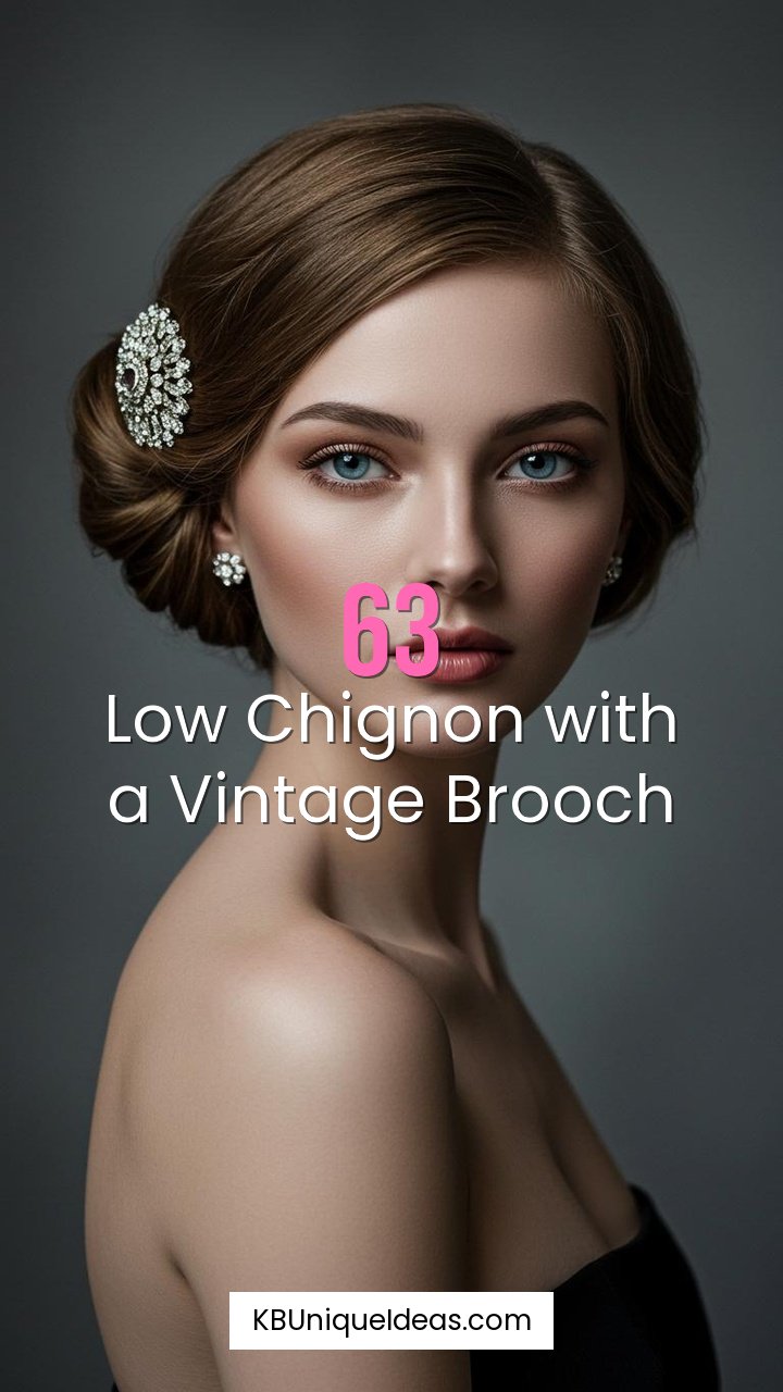 Low Chignon with a Vintage Brooch