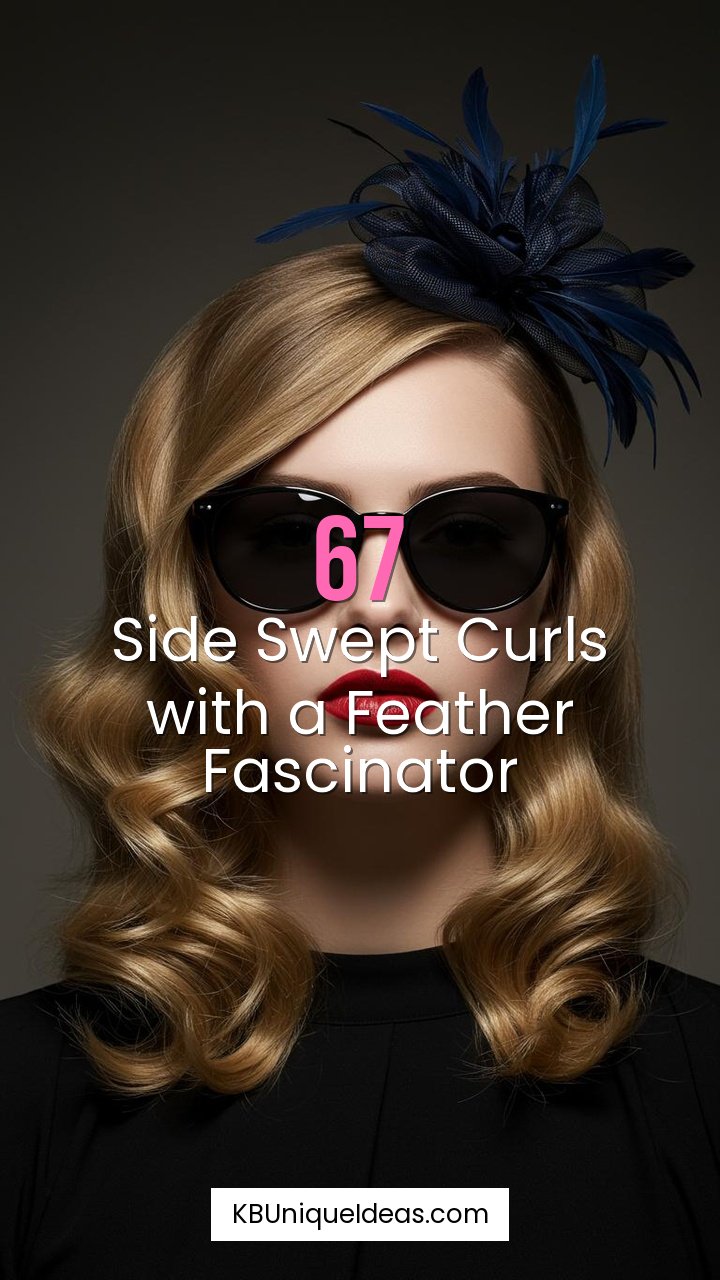Side Swept Curls with a Feather Fascinator