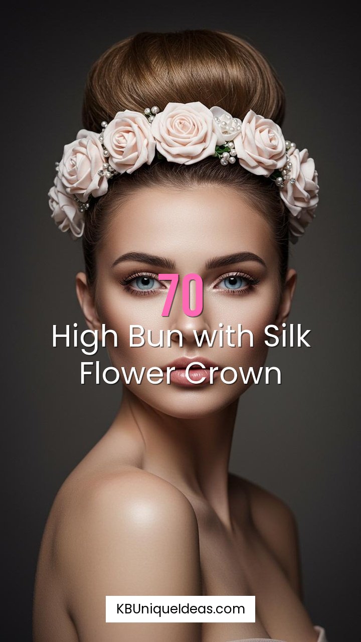 High Bun with Silk Flower Crown