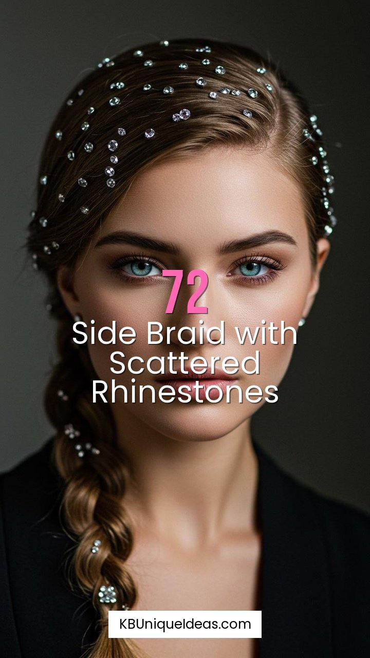 Side Braid with Scattered Rhinestones
