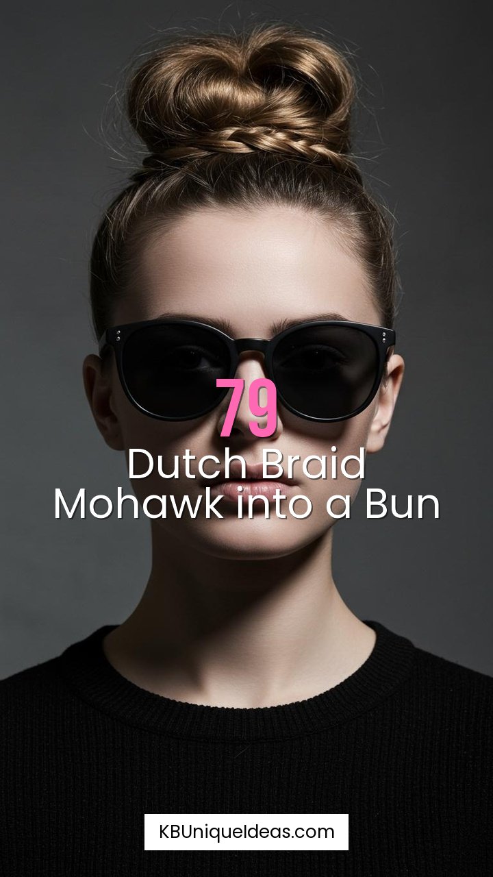 Dutch Braid Mohawk into a Bun