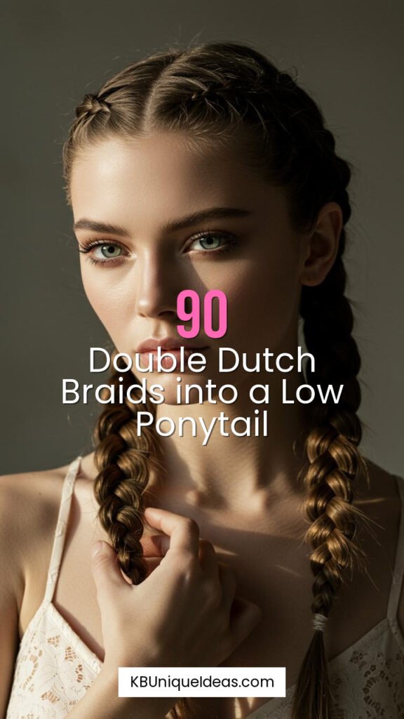 Double Dutch Braids into a Low Ponytail